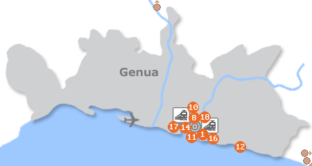 Karte mit Pensionen und anderen Unterkünften in Genua