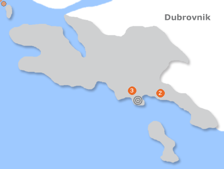 Karte mit Pensionen und anderen Unterkünften in Dubrovnik