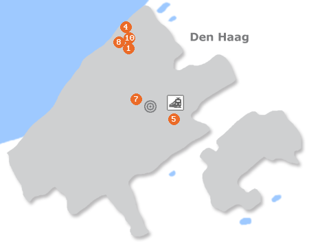 Karte mit Pensionen und anderen Unterkünften in Den Haag