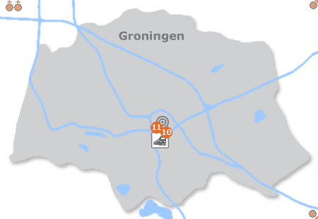 Karte mit Pensionen und anderen Unterkünften in Groningen