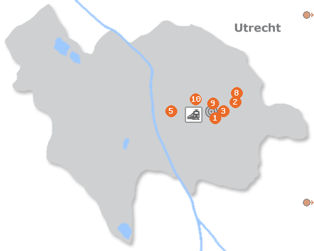 Karte mit Pensionen und anderen Unterkünften in Utrecht