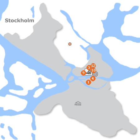 Karte mit Pensionen und anderen Unterkünften in Stockholm