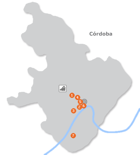 Karte mit Pensionen und anderen Unterkünften in Córdoba