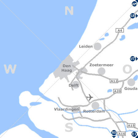 Karte mit Pensionen und anderen Unterkünften rund um Den Haag